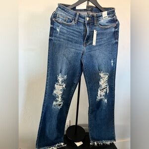 SOLD! Judy Blue Distressed Straight Leg Jeans - Classic Blue